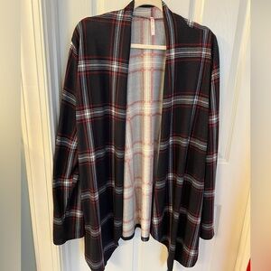 Cool Melon Black Plaid Open Front Women's Sweater Sz 2X